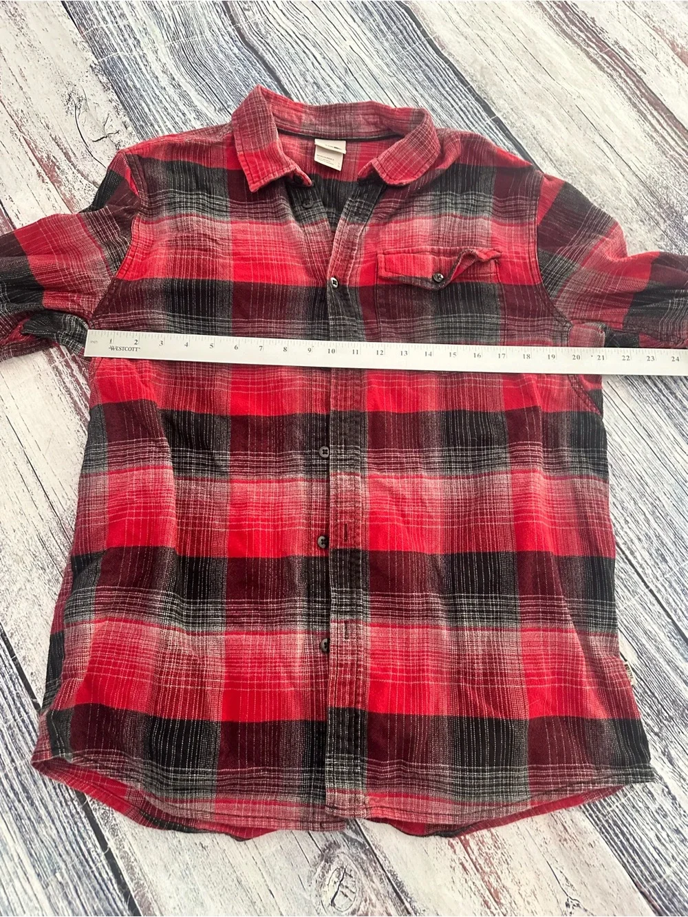 The North Face Red and Black Plaid Button-Up Cotton Shirt